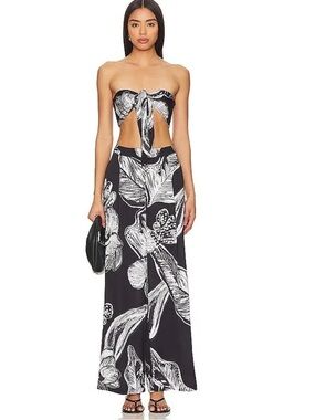 ROCOCO SAND x REVOLVE Pant • black white floral - Medium - Wide leg high rise